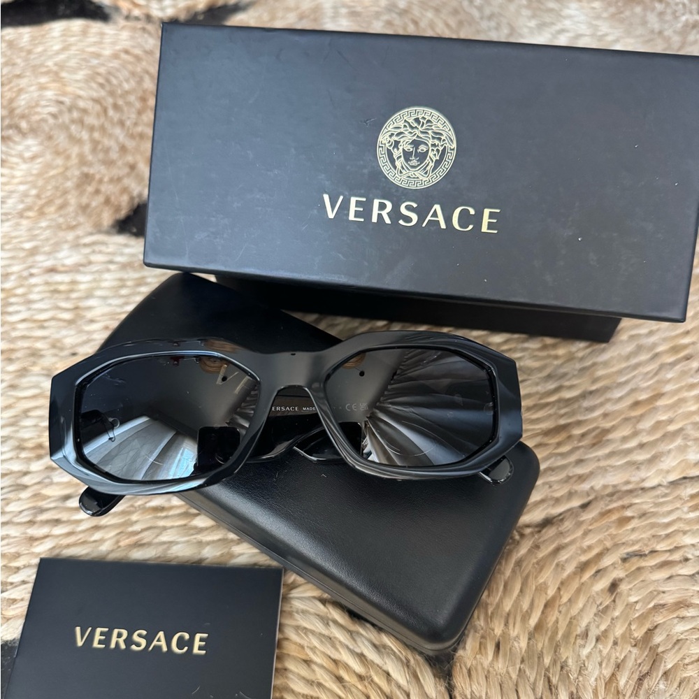 Versace Women's Black Octagon Frame Sunglasses